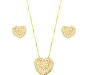 CONJUNTO COLAR E BRINCO BATIDA DE AMOR