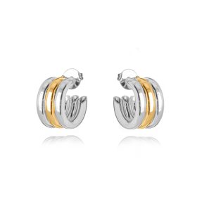 BRINCO ARGOLA TRIPLA RODIO COM DOURADO