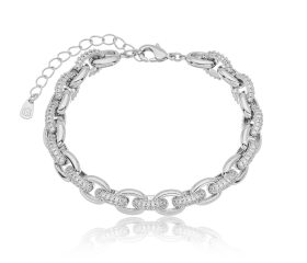 PULSEIRA LUXO ELOS CRAVEJADA RODIO BRANCO