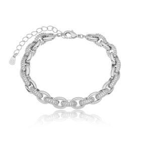 PULSEIRA LUXO ELOS CRAVEJADA RODIO BRANCO