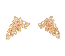 BRINCO LUXO CASTATA DE FLOR CRAVEJADO ZIRCIONIA