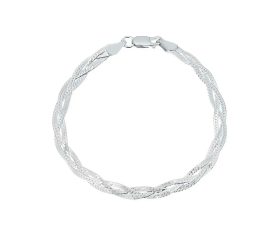 PULSEIRA EM PRATA TRANÇADA 4 FIOS