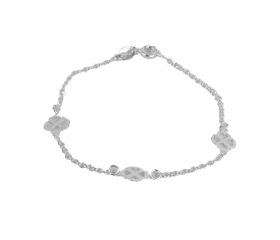 PULSEIRA EM PRATA ELO PORTUGUÊS TREVO VAZADO