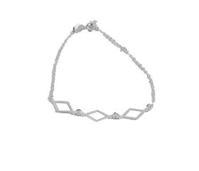 PULSEIRA EM PRATA ELO PORTUGUÊS COM TRÊS TRIÂNGULOS