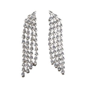 BRINCO LUXO CASCATA DE LUZ EM RODIO BRANCO